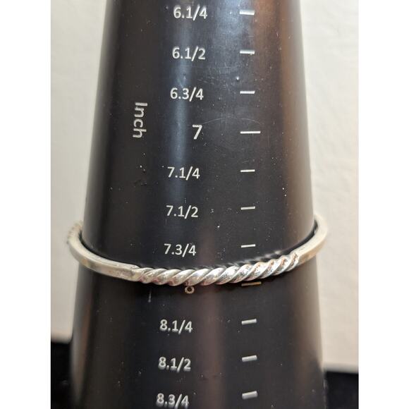 Taxco Mexico Straight & Twisted Sterling Silver Stacking Bangle Bracelet - Picture 2 of 7
